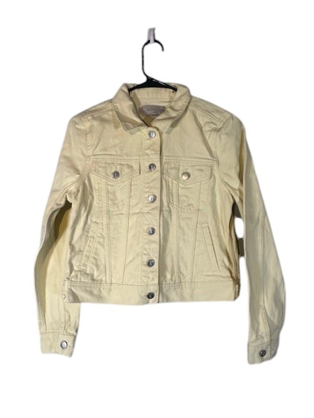 HOBBS London Women’s Pale Yellow Miriam Button-Front Denim Jean Jacket Size 6